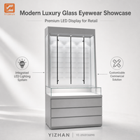 Comptoir de présentation de lunettes optiques avec éclairage LED pour magasin de vente au détail de lunettes moderne