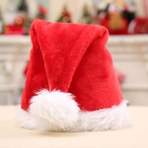 Promotionnel personnalisé en gros pas cher, épais en peluche fournitures de Noël cadeau décoration Père Noël chapeau de Noël/ - Product Image 1