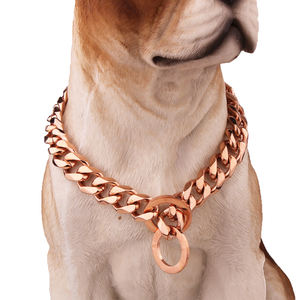 Collare cane oro grande cane catene in acciaio inox <span class=keywords><strong>Pet</strong></span> Hip <span class=keywords><strong>Hop</strong></span> Kit di cavi collari al guinzaglio collegamento bullo cubano catena di cane collare - Product Image 1