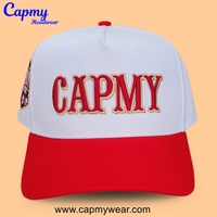 Topi Baseball 5 Panel Snapback Dua Warna Logo Kustom Berkualitas Tinggi, Topi A-Frame Pria Profil Tinggi Sedang, Crown Deep Fit, Topi A-Frame