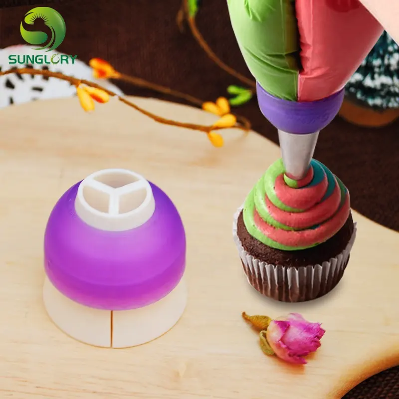 Cupcake Tri-Colore Accoppiatore Glassa Crema Pasticceria Converter Ugelli di Punta Adattatore Piping 3 Colori Accoppiatori di Cottura Della Torta Che Decora Gli Attrezzi