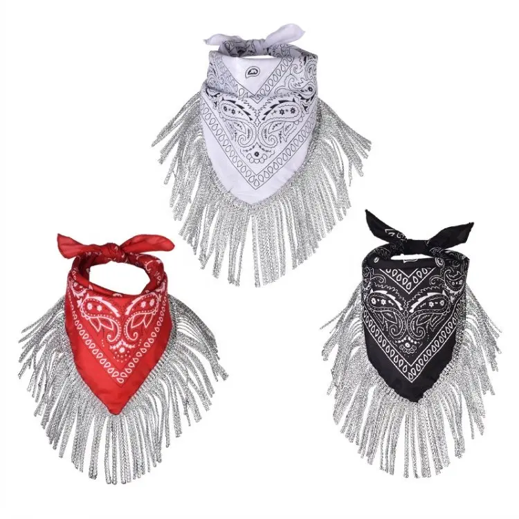 Eur-American anacardo Paisley hip-hop diadema multifunción máscara de montar fiesta boda con borla de diamante cuadrado bufanda de mujer