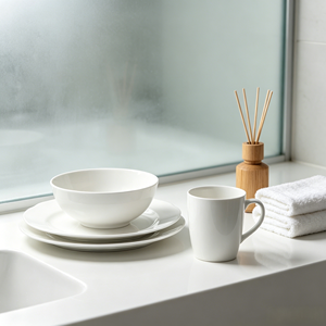 Assiettes en céramique blanches brillantes à bord ondulé, <span class=keywords><strong>grande</strong></span> <span class=keywords><strong>quantité</strong></span>, pour hôtels, restaurants, usage commercial, <span class=keywords><strong>vaisselle</strong></span> en porcelaine - Product Image 6