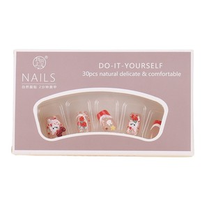 Navidad Venta caliente uñas fresa Graffiti hecho a mano arte terminado 30 piezas usable Hot Girl Nail Tips - Product Image 5