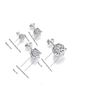 Pendientes de Plata 925 con Moissanita Clásica de 30 Minutos-2 Quilates y 6 Garras, para Hombre y Mujer, Estilo Hip Hop Rock, Regalo de Cumpleaños y Aniversario para Parejas - Product Image 6