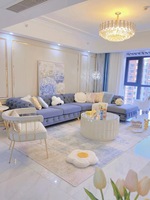 Vente chaude Bouton Tufté De Luxe Canapé Ensembles Salon Velours Rembourré Canapé Sectionnel Pour 3 4 Places