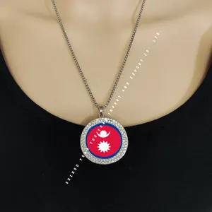 2 Sizes New Arrival (45+5)cm Stainless Steel NEPAL Country Flag Necklace