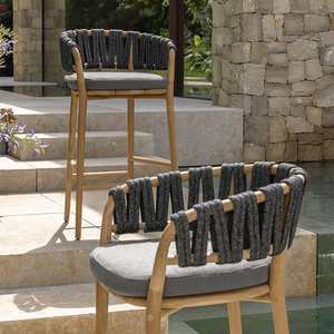 Biệt thự MỤC VỤ ngoài trời đồ nội thất bằng gỗ không thấm nước dệt dây Gỗ Tếch thanh ghế ăn uống vườn thanh phân Patio cao chân ghế gỗ tếch - Product Image 2