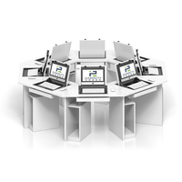 Combinaison de bureau d'ordinateur de laboratoire en bois hexagonal avec support CPU
