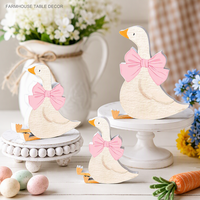 Ensemble de figurines d'oies en bois personnalisées OEM, vente en gros, décoration de table d'anniversaire style ferme, cadeau