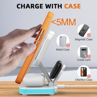 Support de chargeur sans fil magnétique rapide 3-en-1 15W compatible avec les écouteurs de montre pour iPhone; QC2.0 PD Smart Caractéristiques; Entrée 9V/2A 2A 1A