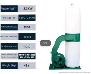 Penyedot Debu Portabel St Brand 2.2kW 45kg untuk Pabrik Mebel, Pertukangan Kayu, Router CNC, Mesin Sander, Gergaji Panel, Pengumpul Debu Mudah Digunakan - Product Image 5