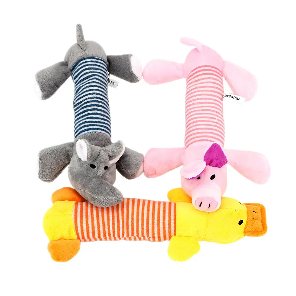 봉제 줄무늬 돼지 코끼리 노란 오리 소리 개 장난감 만화 씹는 장난감