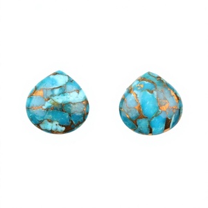 Alta calidad 14mm en forma de corazón Natural Mohave Kingman azul cobre turquesa suelta Briolette piedras preciosas para la fabricación de joyas - Product Image 1
