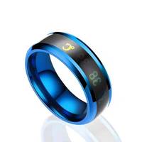 Bague intelligente tendance vintage invisible, bleue, personnalisée, en tungstène et acier inoxydable, sensible à la température, bague d'humeur