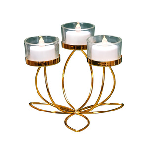 Iron Candle Holder Set 5 Arm Gold Finish For Romantic Dinner Table Decorations - Product Image 5