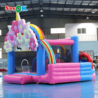Château gonflable personnalisé en PVC avec toboggan et structure florale