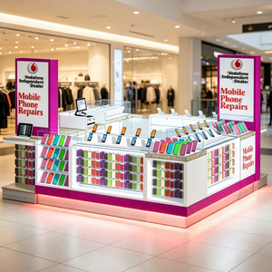 Kiosque commercial lumineux à LED pour la réparation de téléphones portables, comptoir de présentation pour accessoires de téléphonie mobile en centre commercial - Product Image 1