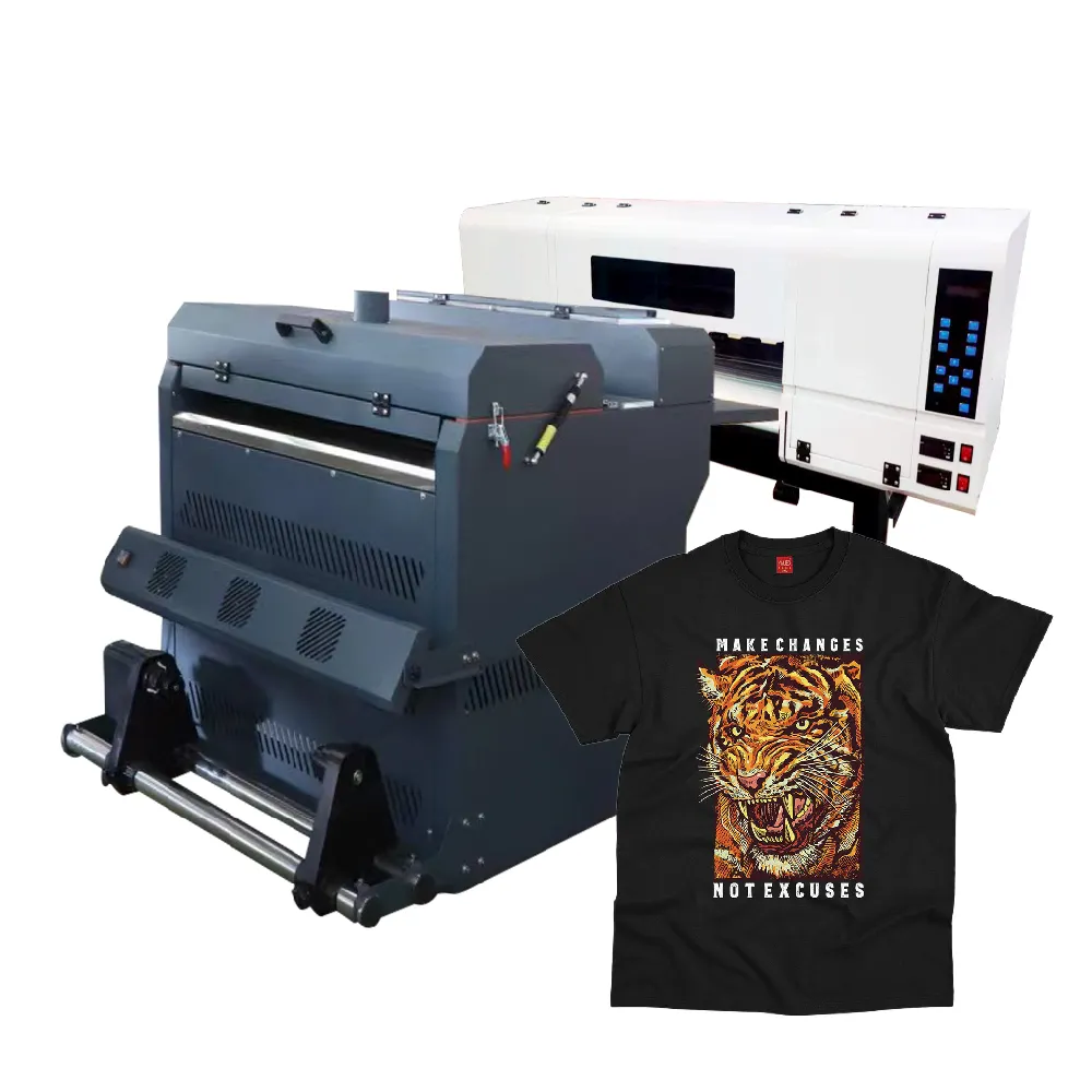 Tinta Putih Langsung Ke Film Printer Plassol Offset Transfer Panas Mesin Pencetak Inkjet XP600 DTF dengan Pengocok dan Pengering