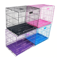Cages à lapins pliables en fil d'acier avec plateau en plastique à motif solide et emballage en boîte - Cage pour animaux de compagnie écologique