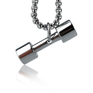 Collier de sport pour homme en acier inoxydable plaqué or avec pendentif haltère classique, vente chaude - Product Image 5