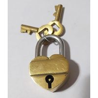 Serrure d'amour en forme de cœur en laiton avec clés petit cadenas fonctionnel antivol et étanche