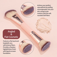 Ensemble de pinceaux de maquillage double face 5 pièces, vente en gros sous marque privée, pour fard à paupières, poudre, fond de teint, contour, pinceaux de maquillage vegan