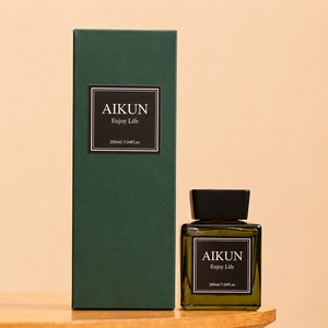 Aikun MOQ30pcsForest 200ml Square Glass Sticker Logo Box Custom Scent 3 Day Sample 7 Day Ship <b>Reed</b> <b>Diffuser</b> for Gift Company - Product Image 1