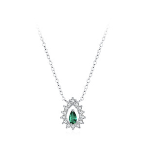 Collier pendentif goutte d'eau <span class=keywords><strong>vert</strong></span> grand-mère luxueux en moissanite et argent sterling 925, design ajouré rétro, chaîne de clavicule - Product Image 1