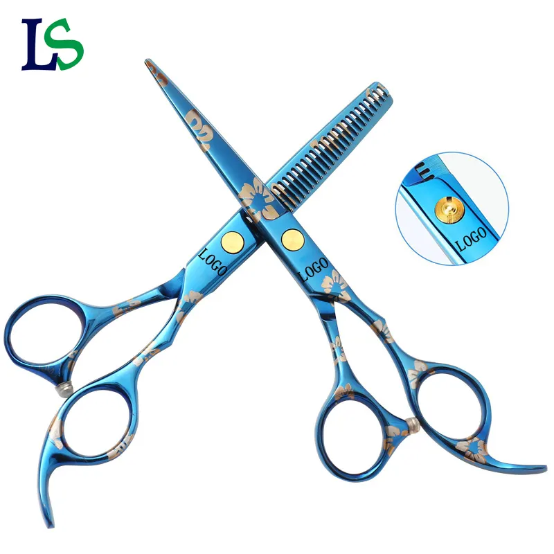 New Style 2023 Barber Scissors With Soft Handle Fashionable Hot Sale Hairdressing Cutting Scissors Custom Thinning Shear