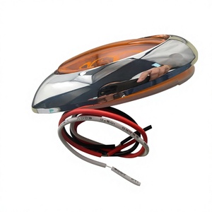 Feu de gabarit LED ovale chromé 12V 24V, 6 SMD, ambre, pour camion et remorque - Product Image 3