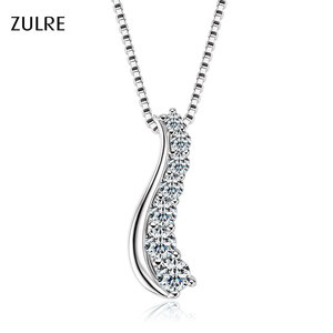 Großhandel S925 Silber Anhänger Halskette Moissanit Kurvenreiche Kette Vintage Stilvolle & Elegante Schlüsselbein-Halskette für Damen Geschenk - Product Image 1