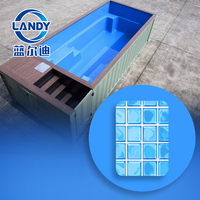Piscine en conteneur maritime moderne Landy 20 pieds 40 pieds, en PVC, avec système de filtration, résistance au chlore et protection UV