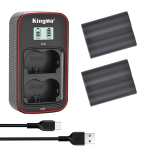 KingMa-Batería de NP-W235 NPW235 y BM058, nuevo kit de cargador dual <span class=keywords><strong>LCD</strong></span> inteligente para Fujifilm T-X4 TX4 - Product Image 1
