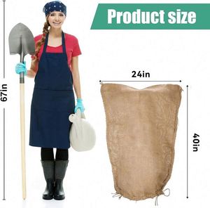 Sacs de protection hivernale pour plantes en toile de jute BSCI avec cordon de serrage, réutilisables, protection contre le gel pour arbres - Product Image 3