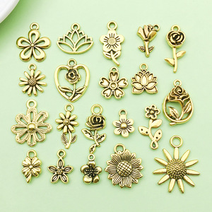 Pendentif Fleur en Alliage Doré Antique pour la Fabrication de Bijoux DIY, Composants Breloques pour Boucles d'Oreilles et Colliers, Plaqué Alliage de Zinc, Tournesol Rose - Product Image 1