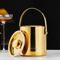Seau à glace isotherme en acier inoxydable à double paroi 3L, anti-condensation, pour champagne, cocktails, bar, hôtel, restauration