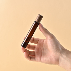 Luxury <strong>Walnut</strong> Cover Amber square Glass Roll on Bottle clear Round 3ml 5ml 10ml 15ml Empty <strong>Essential</strong> <strong>Oil</strong> Glass Roll on Bottle - Product Image 4