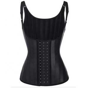 Dongqian 25 Steel Boned Waist Support Trainer Fitness Women <strong>Vest</strong> Leather 100% Latex Trimmer <strong>Sweat</strong> <strong>Vest</strong> - Product Image 1