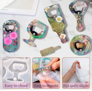 Lot en vrac d'ouvre-bouteilles vierges en résine, adaptés pour porte-clés, accessoires de bar DIY, bouchons de bière plats, cadeaux de fête - Product Image 5