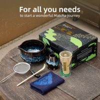 Pour la vente en gros, ensemble de 7 pièces Japandi de thé matcha Chawan, comprenant un bol en céramique de porcelaine et un fouet en bambou, écologique, avec logo personnalisé