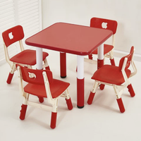 Ensemble de table d'étude moderne pour enfants et 4 chaises, bureau d'apprentissage en plastique pour la maison, la crèche et la maternelle