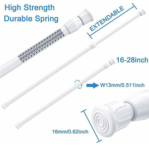 Tringle à rideau réglable blanche, petite, courte, <span class=keywords><strong>extensible</strong></span>, à <span class=keywords><strong>ressort</strong></span>, pour fenêtre, chambre, placard, cuisine - Product Image 3