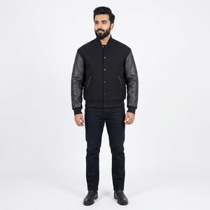 Vestes universitaires unisexes bleues et blanches en chenille de haute qualité, personnalisables sur le devant, OEM, écologiques, décontractées, pour l'hiver, hommes et femmes - Product Image 1