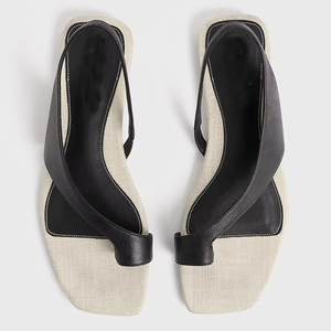 Vente en gros Tongs ouvertes à bout carré Sandales plates à enfiler avec bride arrière Sandales élégantes et confortables pour femmes - Product Image 2