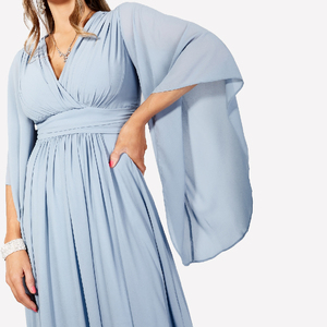 Long Party Summer Evening Chiffon <strong>Dress</strong> 2024 Elegant <strong>Fancy</strong> Pleated High Slit New Full Women Natural OEM Service Ball Gown <strong>Adults</strong> - Product Image 5