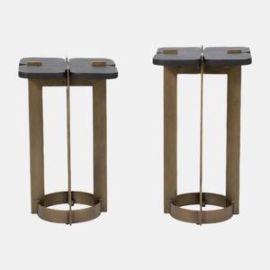 S/2 Handmade Eco-Friendly Mango Wood & Iron Side <b>Table</b> Set with Modern Metal Legs for Apartment and Living Room Furniture - Product Image 6