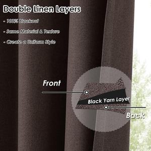 Rideaux occultants thermiques en <span class=keywords><strong>toile</strong></span> <span class=keywords><strong>de</strong></span> <span class=keywords><strong>jute</strong></span> rustique en lin, 2 panneaux, œillets, style américain, ignifuges, toutes saisons - Product Image 3