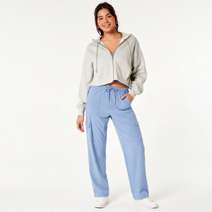 <b>Womens</b> Cropped Zip Up Hoodie Wholesale Custom Logo <b>Lightweight</b> Cotton Gym Fitness Sports <b>Jacket</b> Manufacturer - Product Image 1