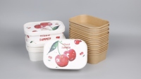 Ensaladera Rectangular de Papel con Tapa, Contenedor Personalizado de Comida Rápida para Llevar, Ensaladera de Papel Ecológico Desechable